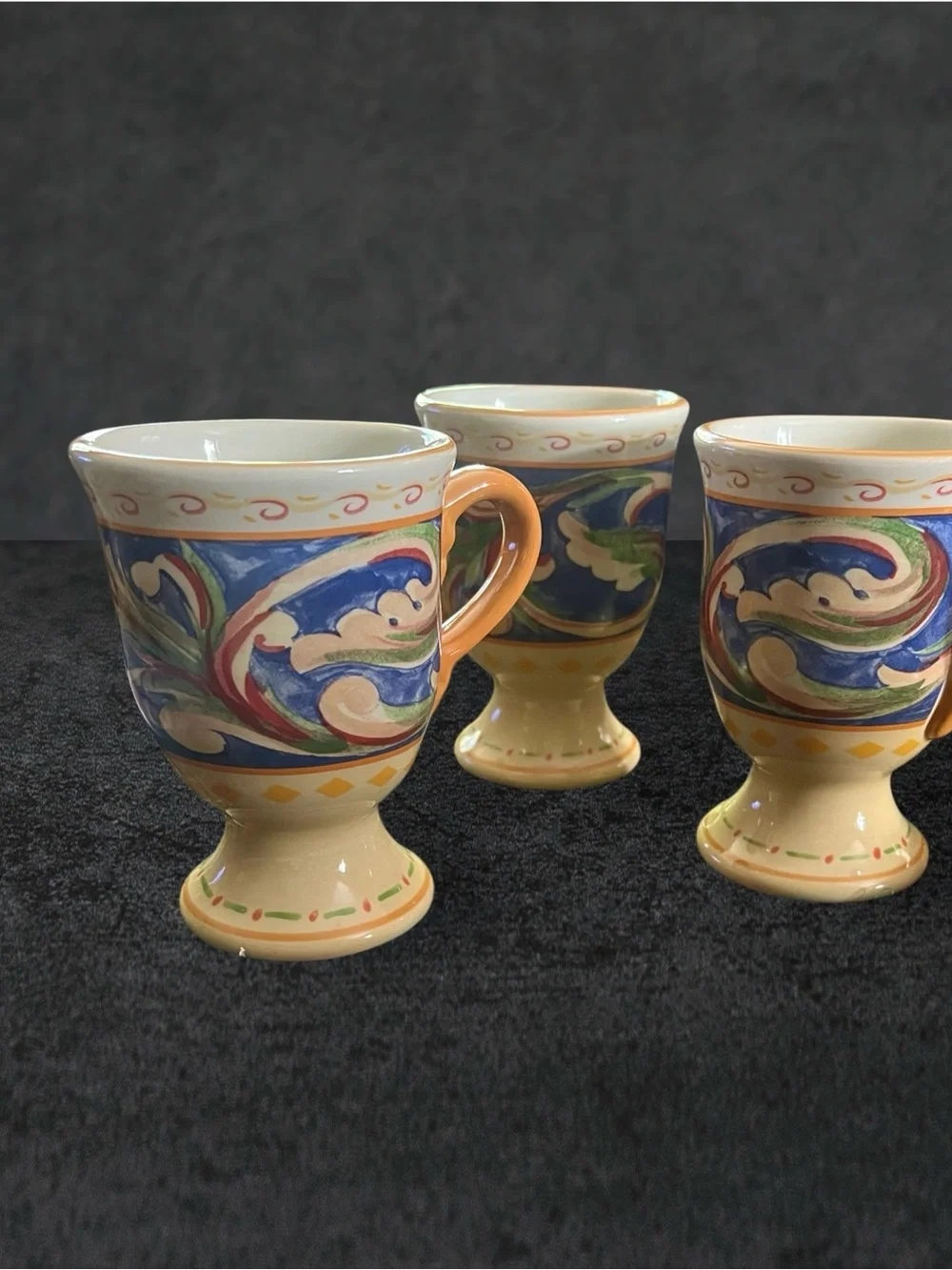 PFALTZGRAFF (3) Villa Della Luna pedestal footed ceramic mug 2004.